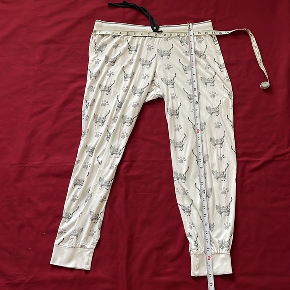 PJ Salvage Sz L Cuffed White & Black Cat Print Pajama Pants Only - Picture 8 of 13